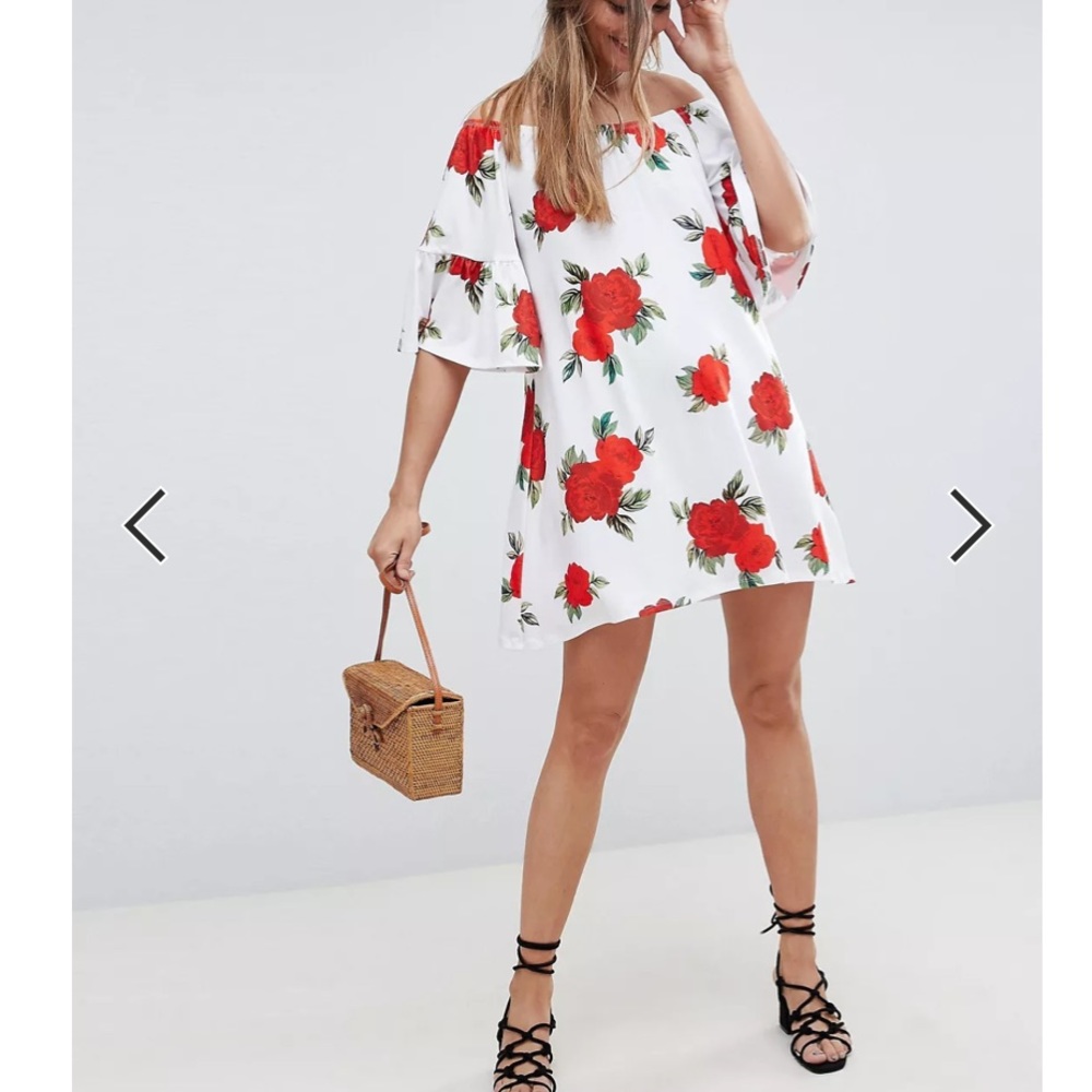 ASOS Off the Shoulder Floral Print Dress